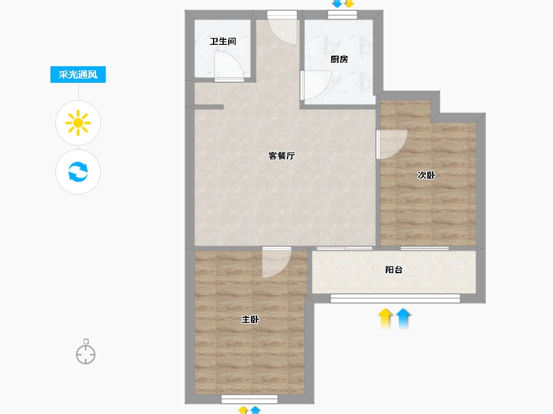 北京-北京市-南湖东园二区-56.00-户型库-采光通风