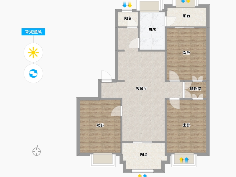 河北省-石家庄市-银通小区-98.00-户型库-采光通风