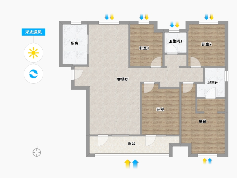 湖北省-武汉市-融创观澜壹号-100.00-户型库-采光通风