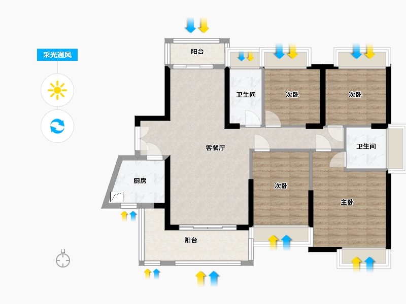 广东省-惠州市-梵高的花园-110.00-户型库-采光通风