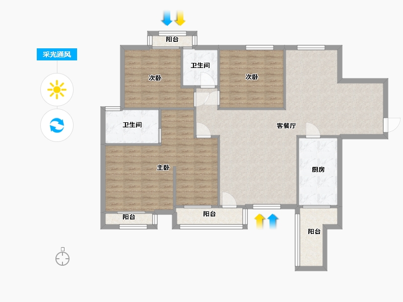 贵州省-贵阳市-会展城B区-111.00-户型库-采光通风