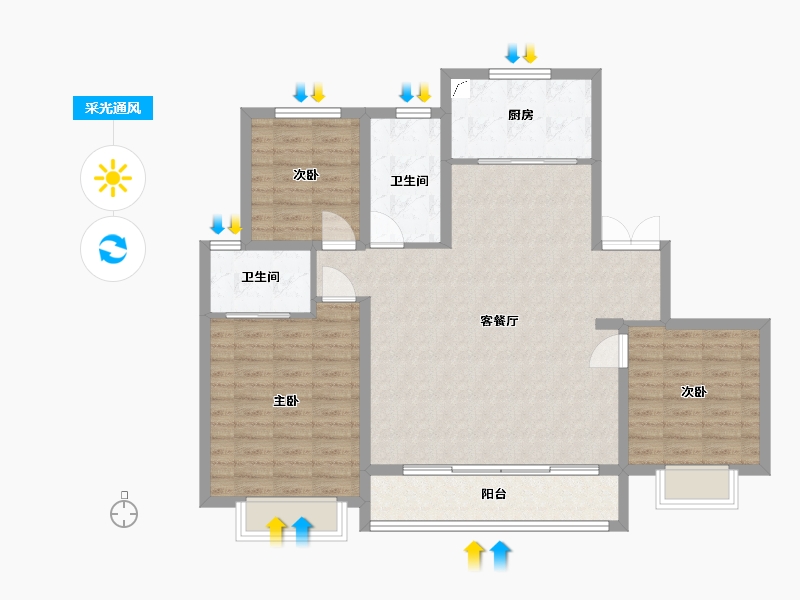 陕西省-西安市-正荣紫阙峯著-103.51-户型库-采光通风