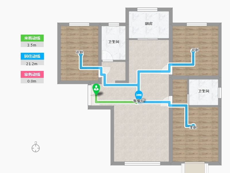 新疆维吾尔自治区-乌鲁木齐市-中豪・润园-105.00-户型库-动静线