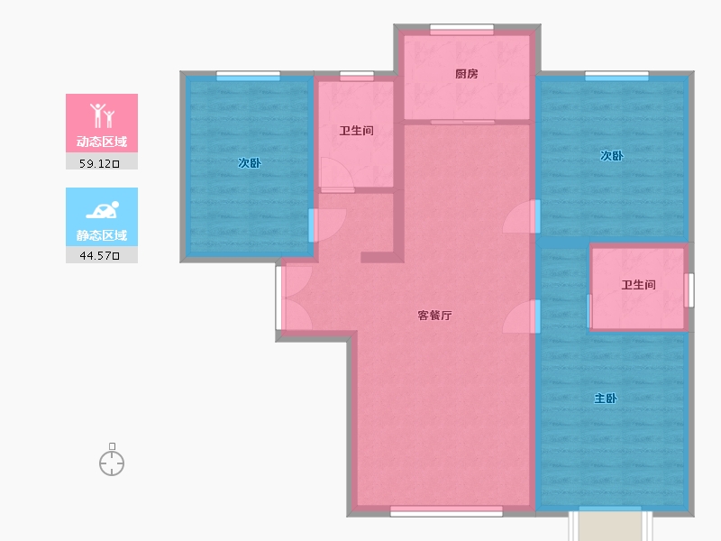 新疆维吾尔自治区-乌鲁木齐市-中豪・润园-105.00-户型库-动静分区