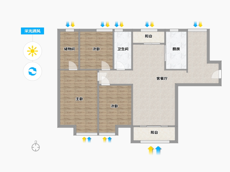 河南省-洛阳市-宝龙城市广场-109.00-户型库-采光通风