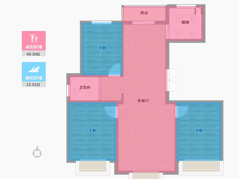 新疆维吾尔自治区-乌鲁木齐市-坤鸿园-83.00-户型库-动静分区