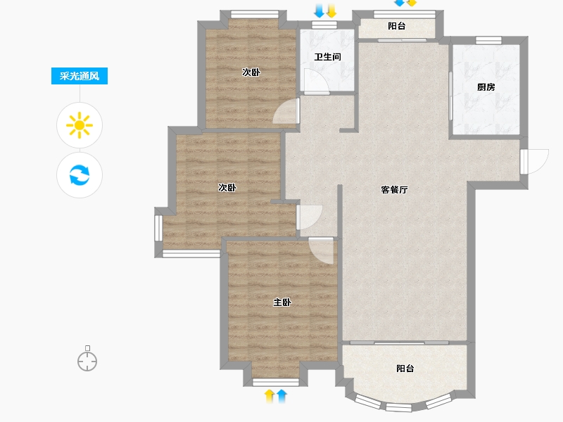 上海-上海市-宝宸共和家园-93.00-户型库-采光通风