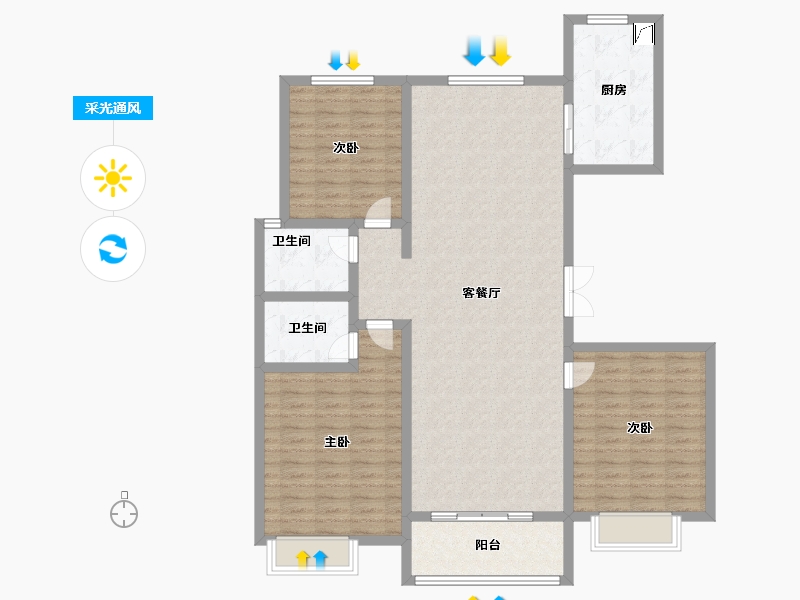 河北省-邢台市-清华园-125.00-户型库-采光通风