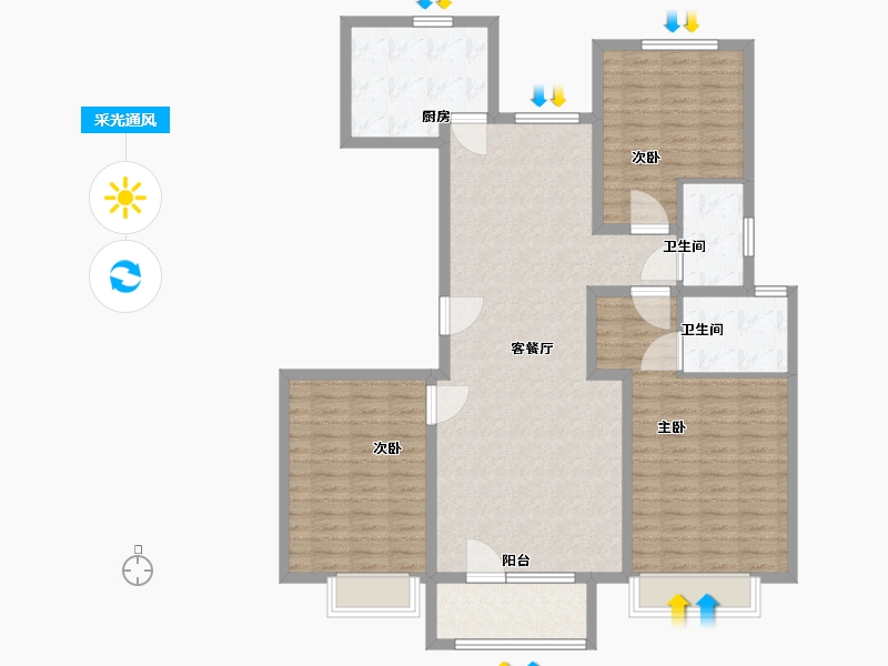 山东省-东营市-秋月华庭-120.00-户型库-采光通风