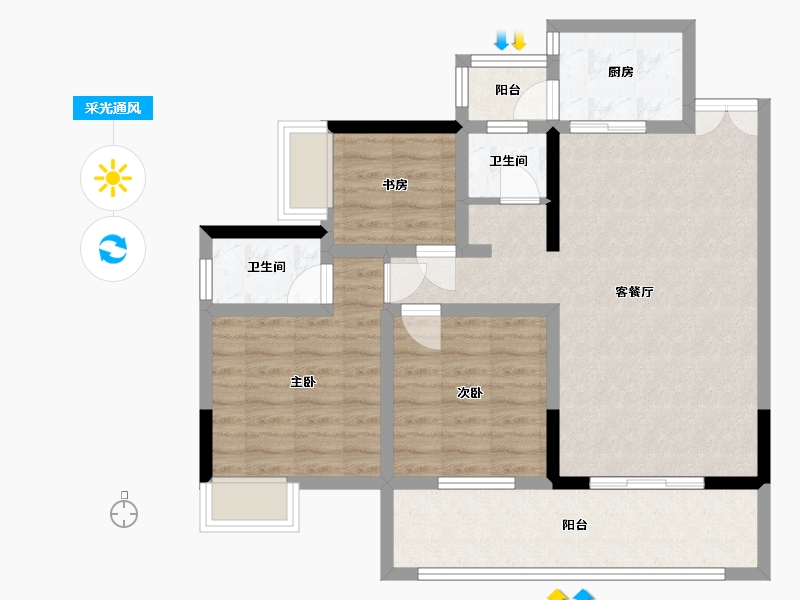 四川省-巴中市-湖滨一号-90.00-户型库-采光通风