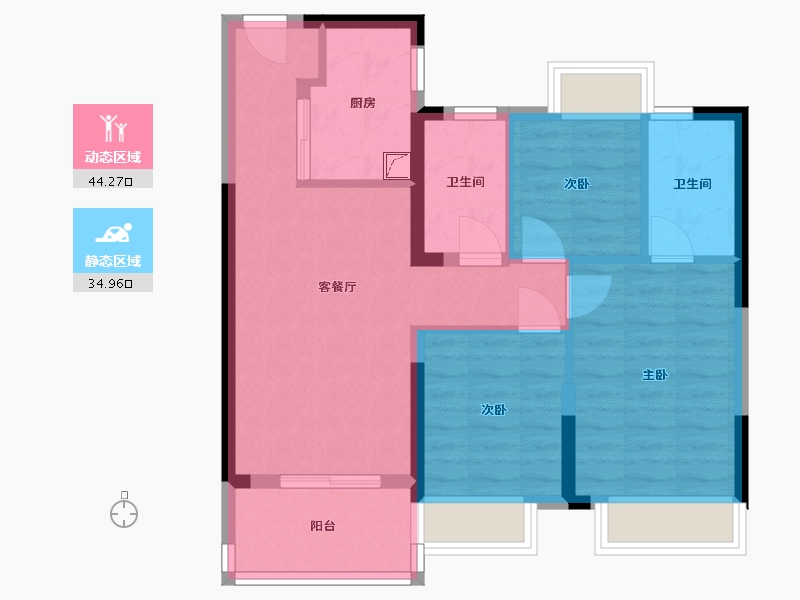 湖南省-长沙市-招商华发依云曦城-77.60-户型库-动静分区