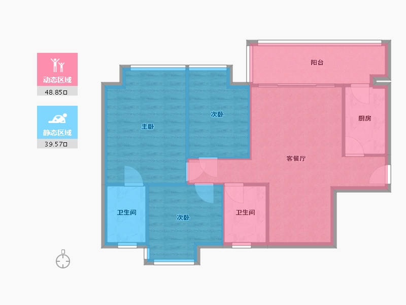 广东省-广州市-顺德碧桂园芷兰湾-76.99-户型库-动静分区