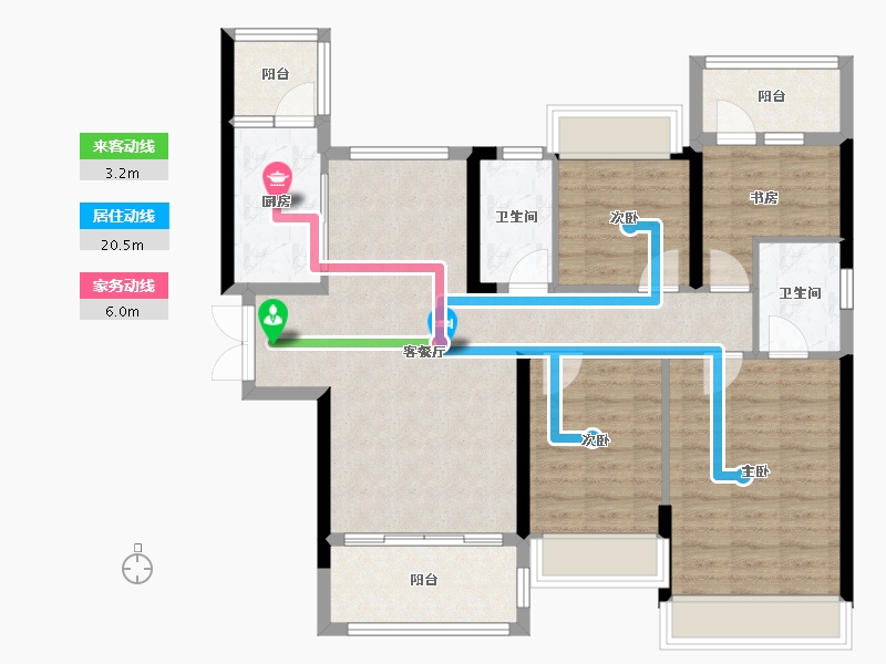 湖南省-长沙市-南益名士豪庭-102.00-户型库-动静线