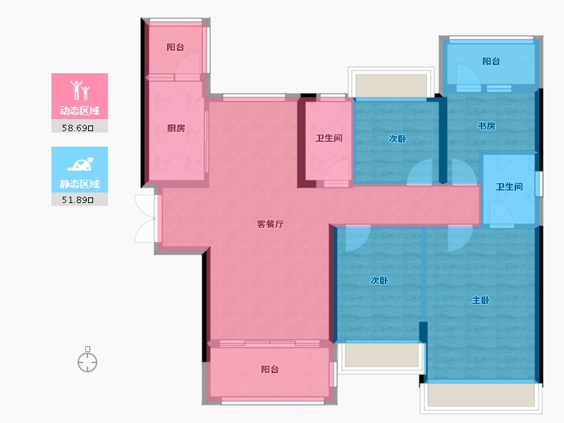 湖南省-长沙市-南益名士豪庭-102.00-户型库-动静分区