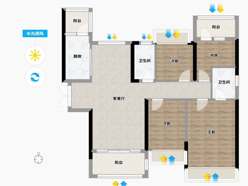 湖南省-长沙市-南益名士豪庭-102.00-户型库-采光通风