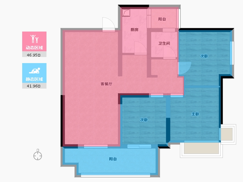 重庆-重庆市-华润公园九里-87.85-户型库-动静分区