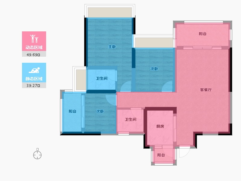 四川省-绵阳市-阳光・西雅图-98.00-户型库-动静分区