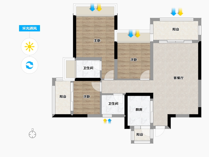 四川省-绵阳市-阳光・西雅图-98.00-户型库-采光通风