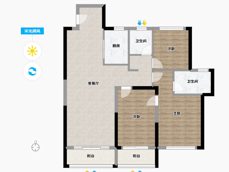 江苏省-无锡市-翡翠天元-106.00-户型库-采光通风