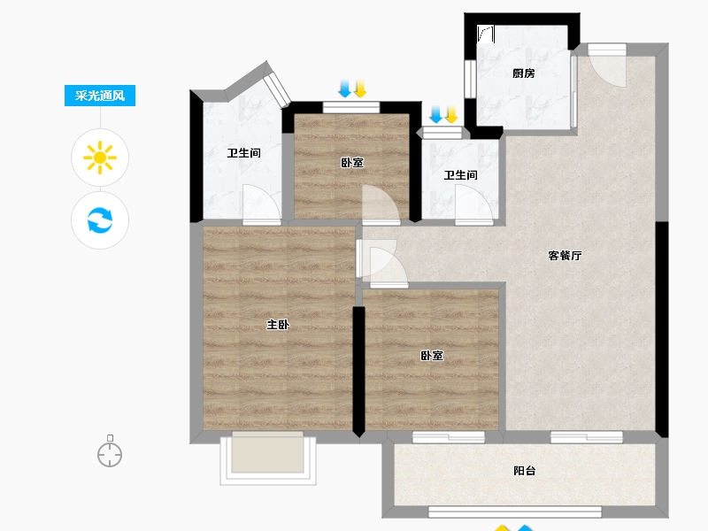 浙江省-舟山市-豪成海悦澜庭-69.00-户型库-采光通风