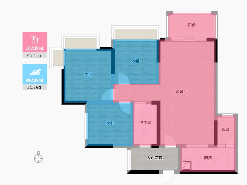 四川省-眉山市-铁投天府桃园-86.00-户型库-动静分区