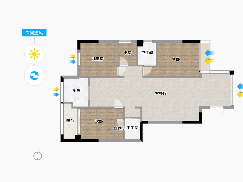 广东省-汕头市-汇德华府-123.00-户型库-采光通风