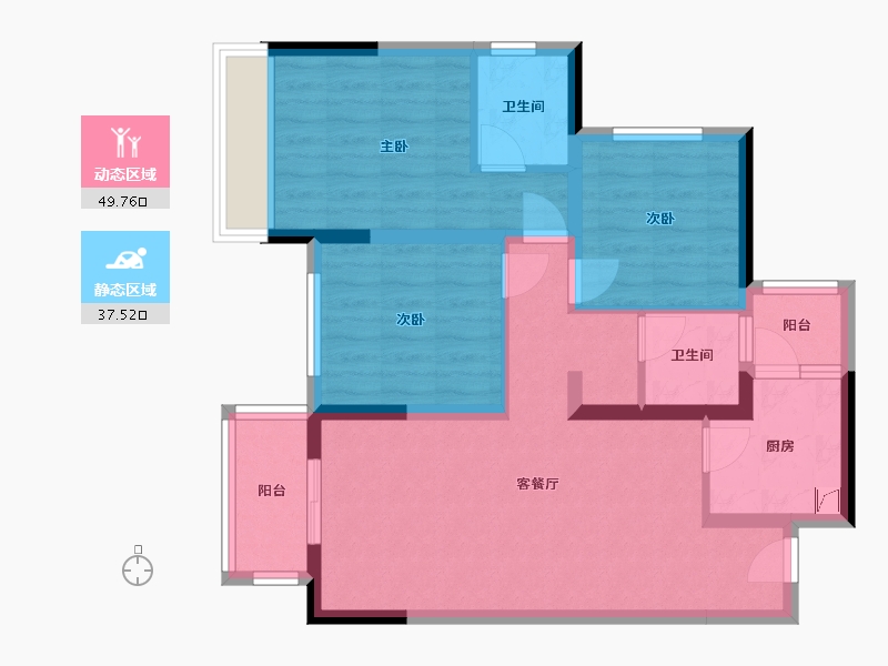 四川省-成都市-西郡英华四期-83.00-户型库-动静分区