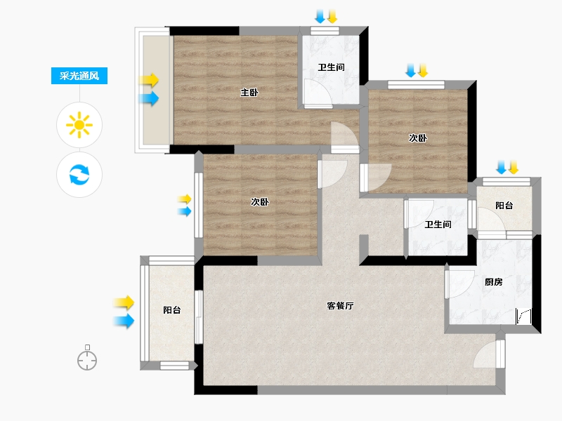 四川省-成都市-西郡英华四期-83.00-户型库-采光通风