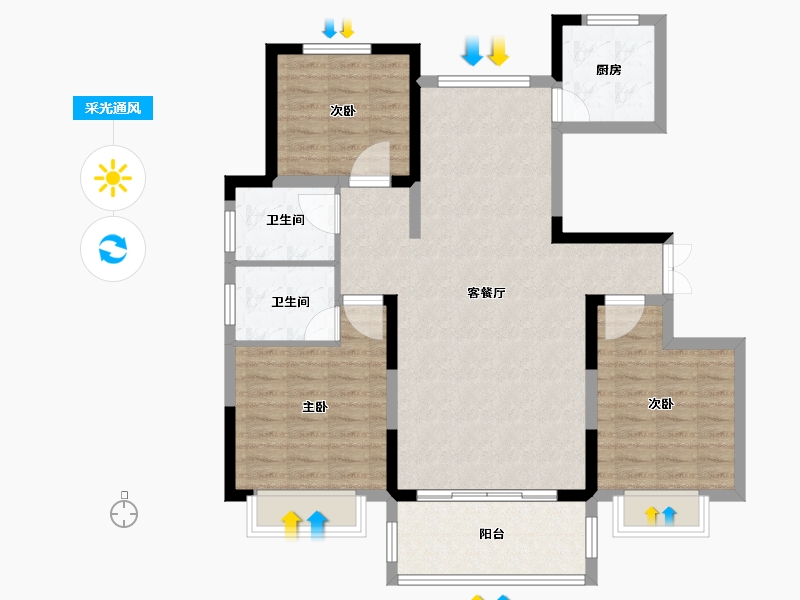 河南省-驻马店市-万和.君悦府-99.90-户型库-采光通风