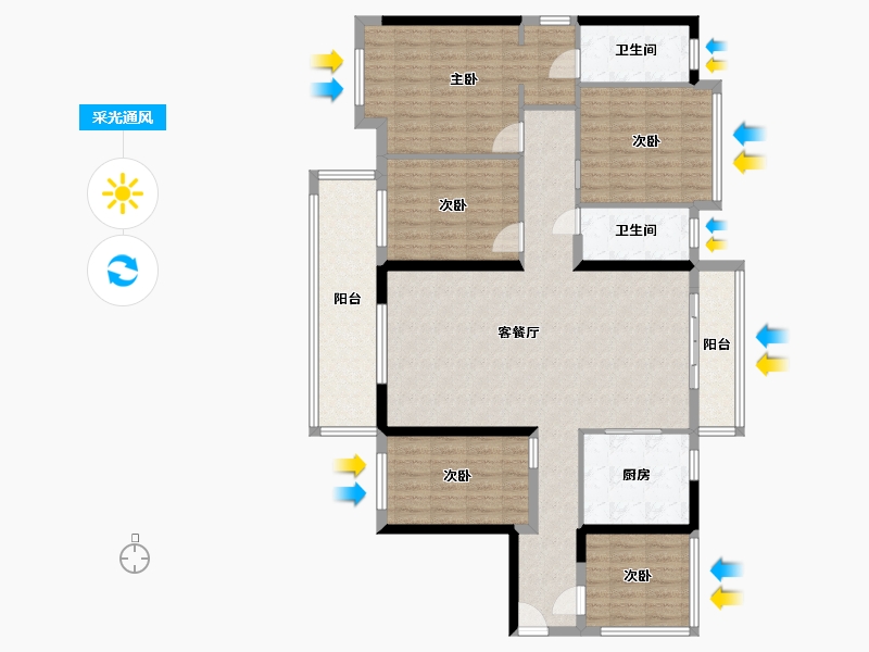 广西壮族自治区-玉林市-云天学府-142.00-户型库-采光通风