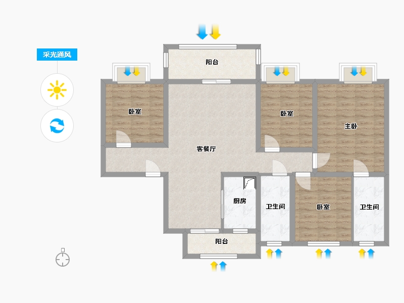 湖北省-随州市-碧桂圆-120.00-户型库-采光通风