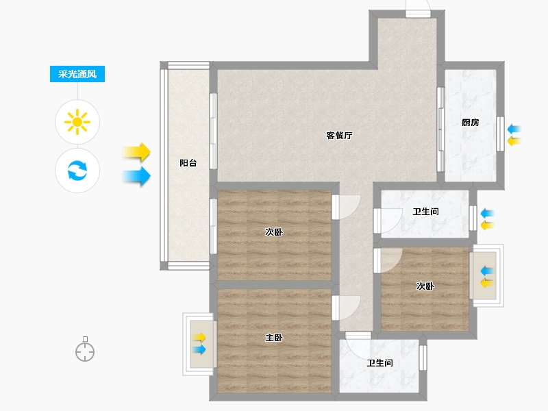 江苏省-无锡市-玺悦珑庭-95.00-户型库-采光通风