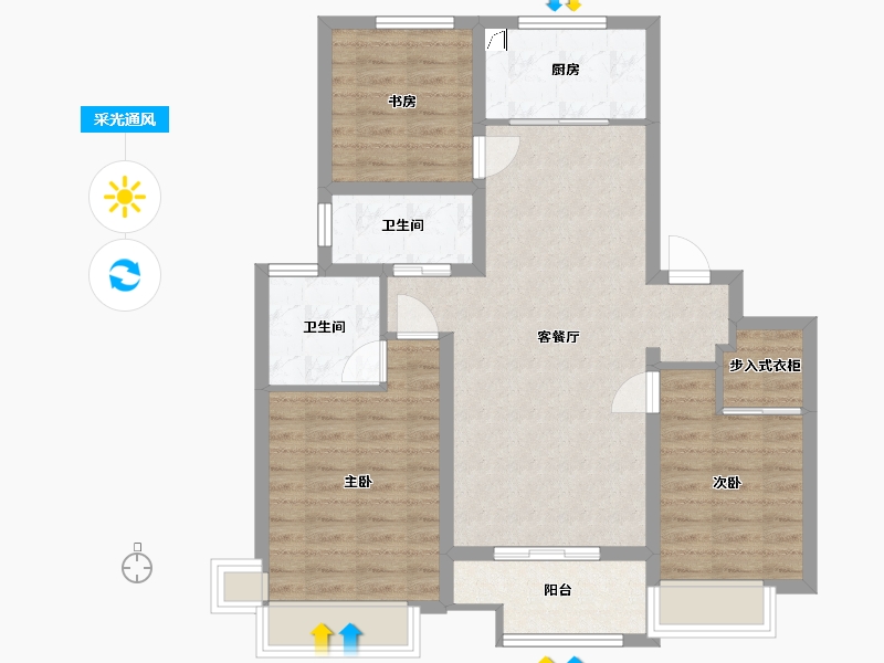 浙江省-绍兴市-曦之湖-91.73-户型库-采光通风