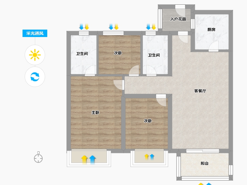 河南省-开封市-枫华・西湖湾-69.38-户型库-采光通风