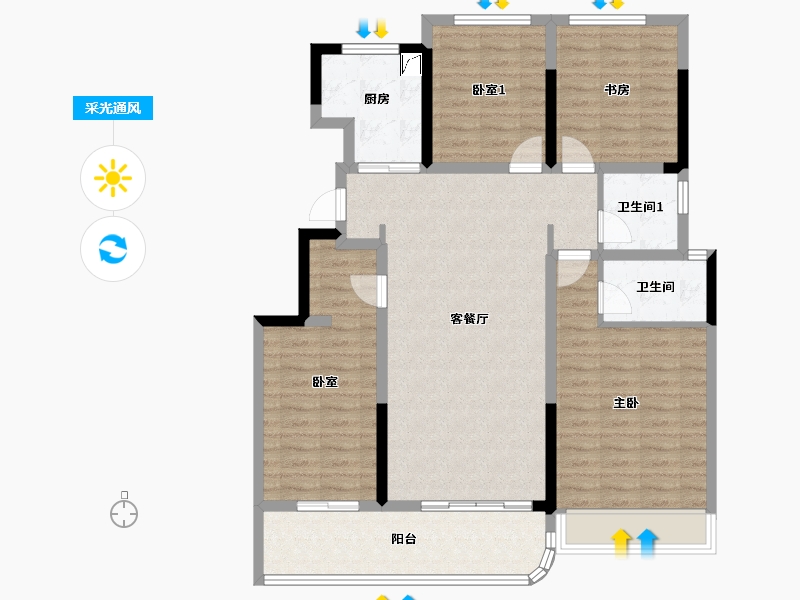 浙江省-杭州市-龙湖春江天越-110.00-户型库-采光通风