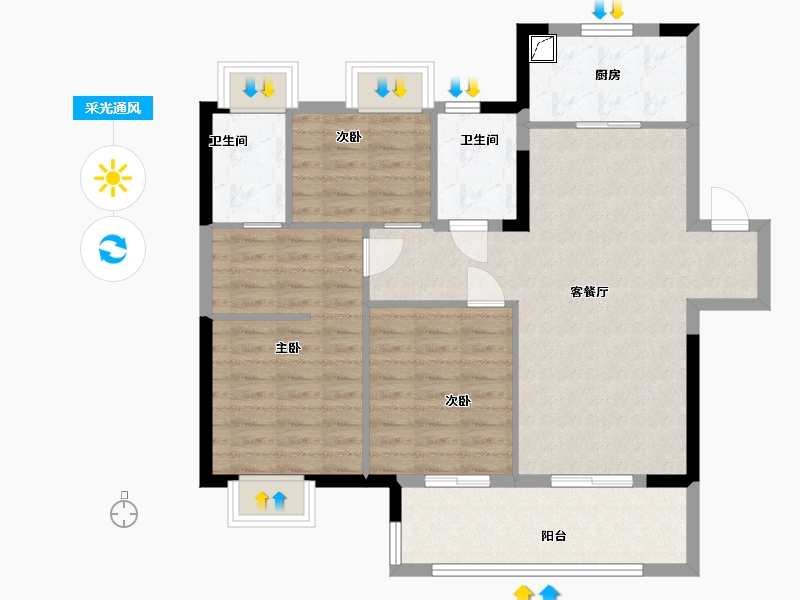 江西省-南昌市-融创瀚江府-89.00-户型库-采光通风