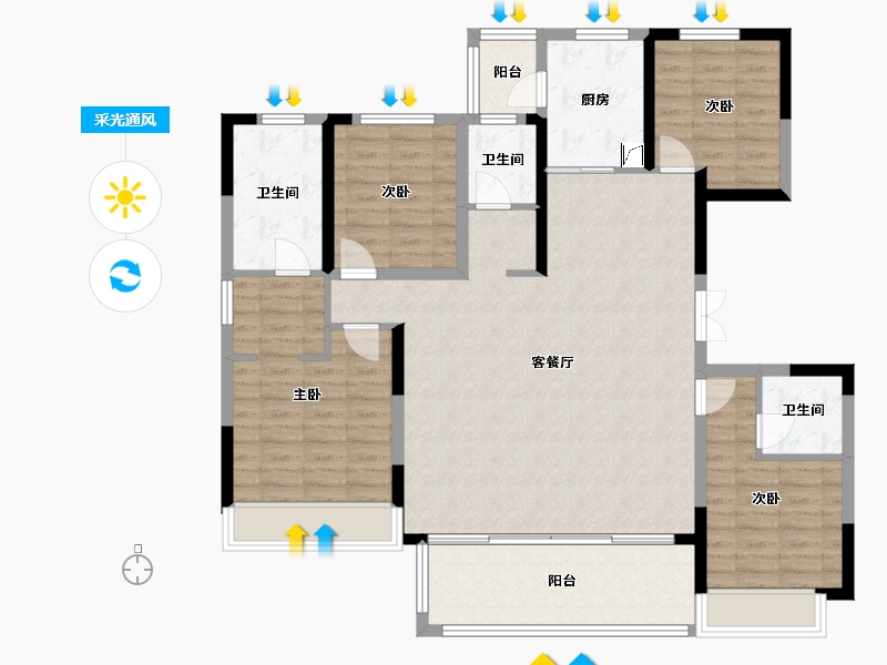 河南省-郑州市-融侨雅筑-126.00-户型库-采光通风