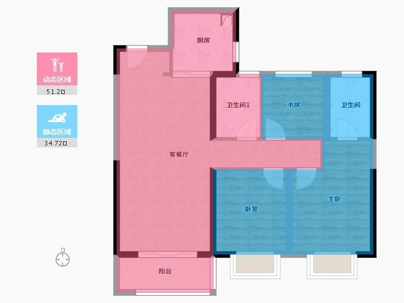 陕西省-西安市-华润置地未来城-81.00-户型库-动静分区