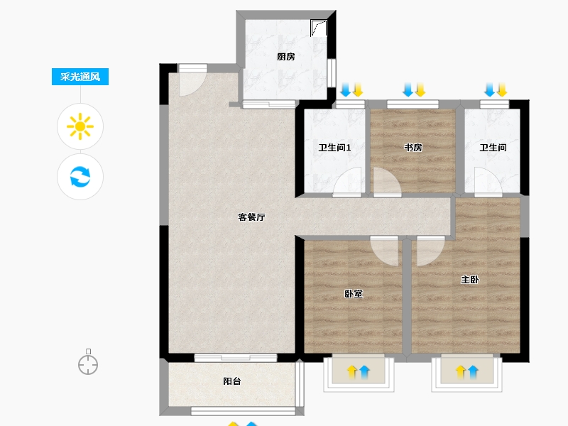 陕西省-西安市-华润置地未来城-81.00-户型库-采光通风