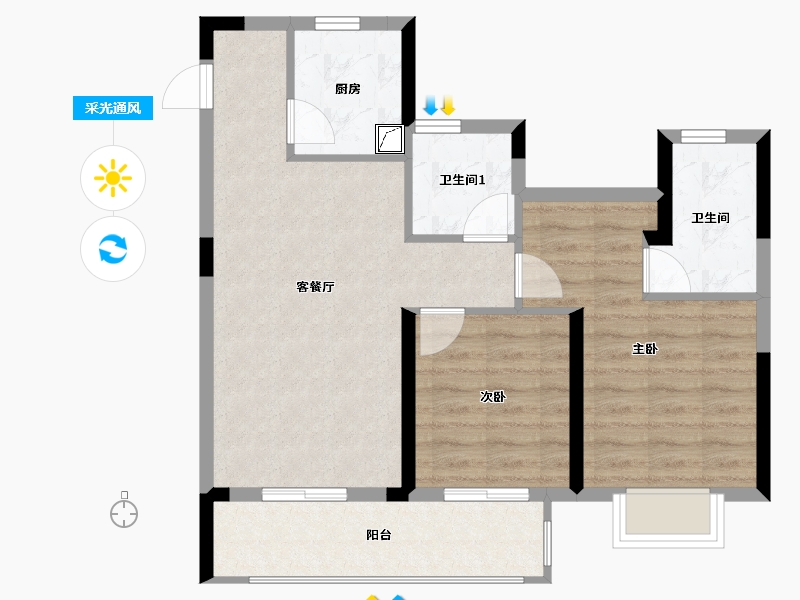 浙江省-绍兴市-悦隽府-70.00-户型库-采光通风