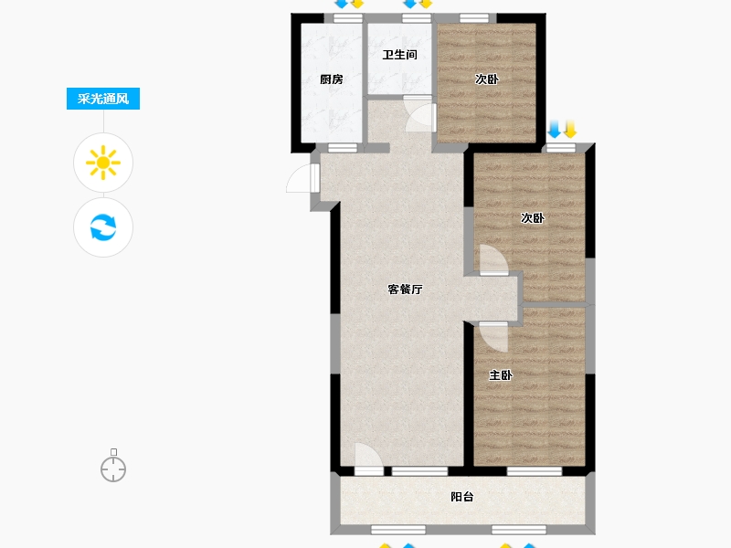 山东省-济宁市-金色兰庭香堤-80.00-户型库-采光通风