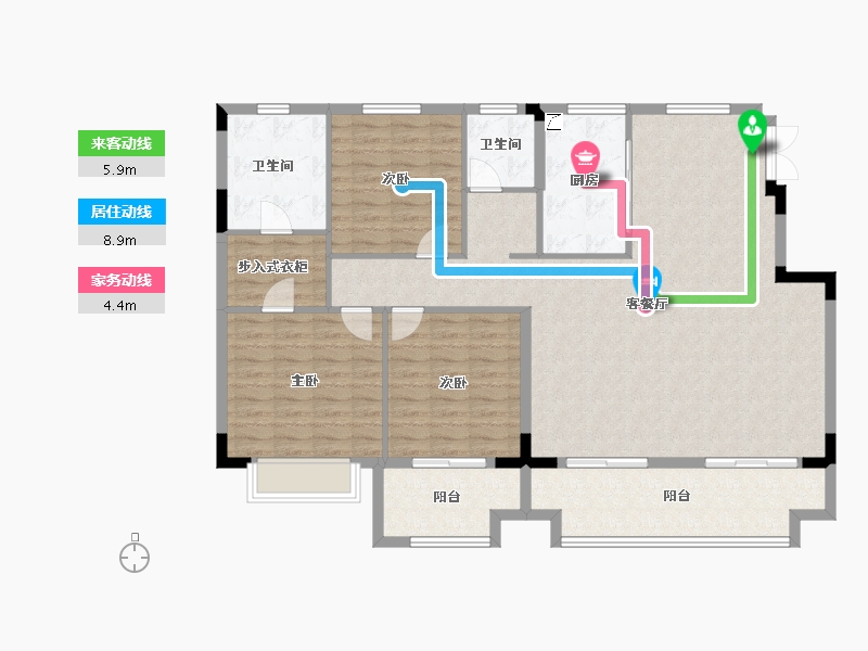 江苏省-泰州市-水岸康城-130.00-户型库-动静线