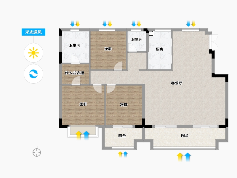 江苏省-泰州市-水岸康城-130.00-户型库-采光通风