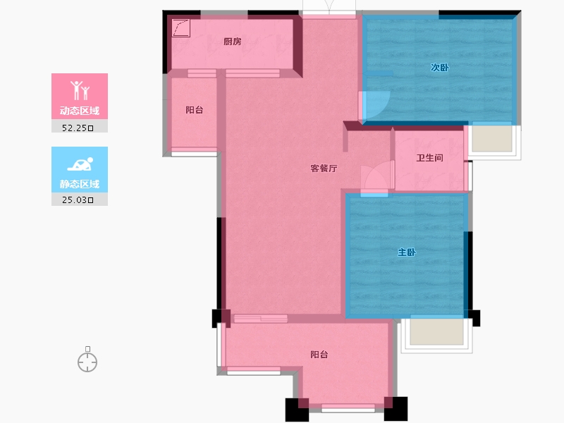 重庆-重庆市-重庆新江与城悠澜-70.56-户型库-动静分区