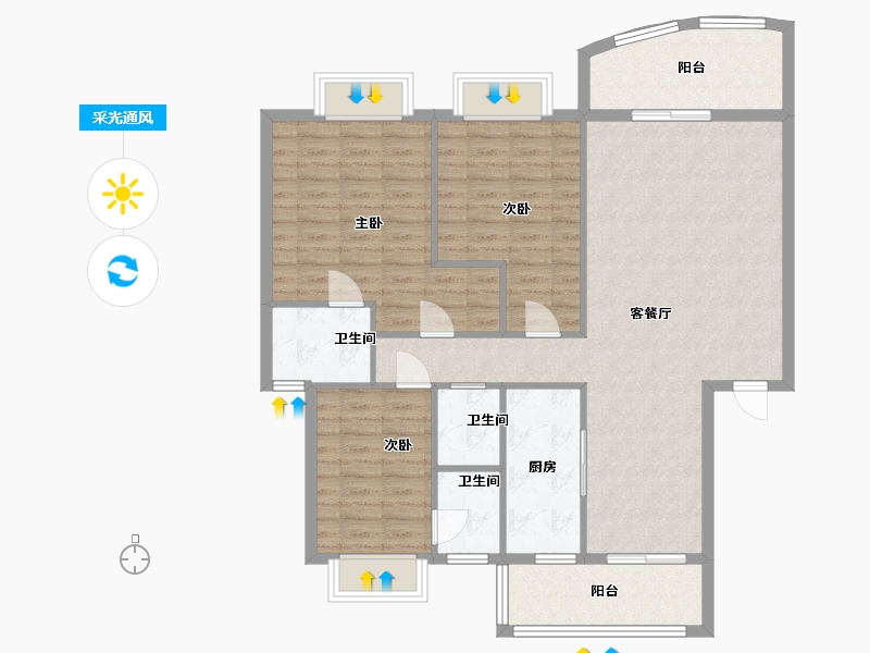 福建省-泉州市-阳光豪庭-112.00-户型库-采光通风