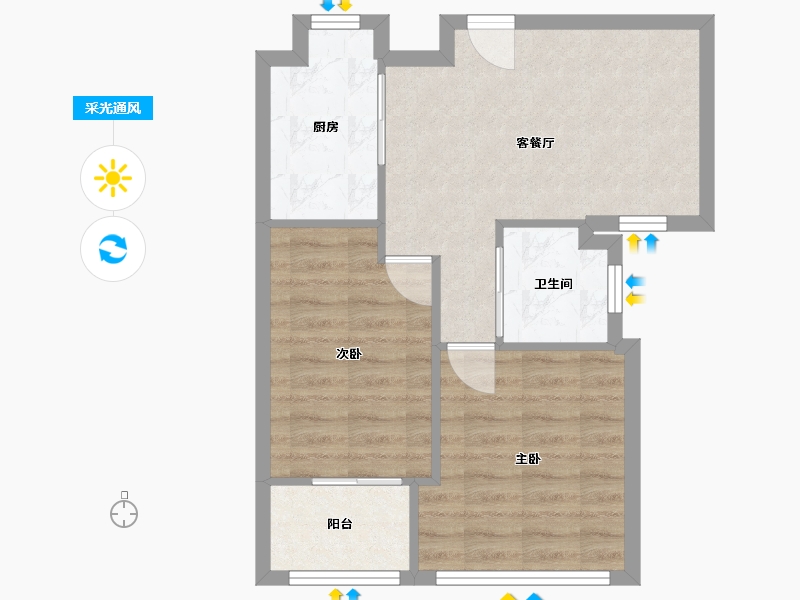 浙江省-温州市-安心公寓-73.00-户型库-采光通风