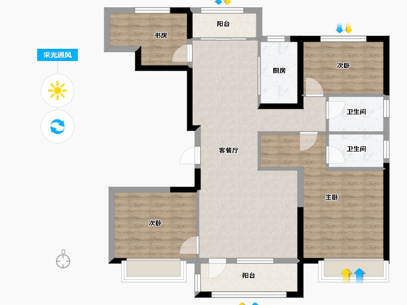 河北省-石家庄市-碧桂园天汇-120.00-户型库-采光通风