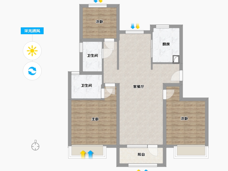 山东省-烟台市-中海锦城-85.00-户型库-采光通风