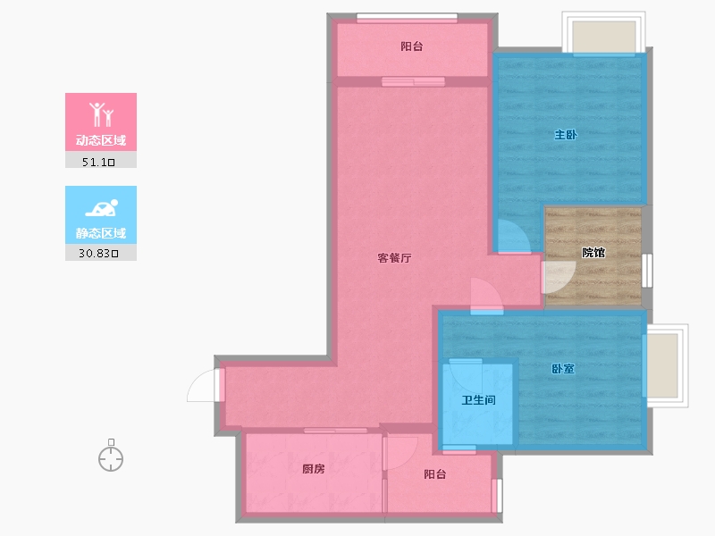 重庆-重庆市-大足区绿地海棠湾-75.00-户型库-动静分区