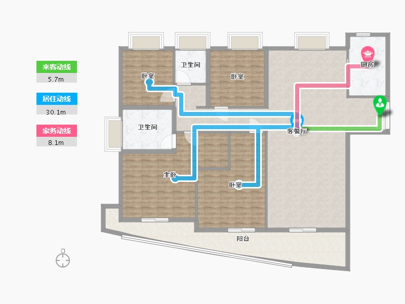 湖北省-武汉市-华侨城原岸-170.00-户型库-动静线